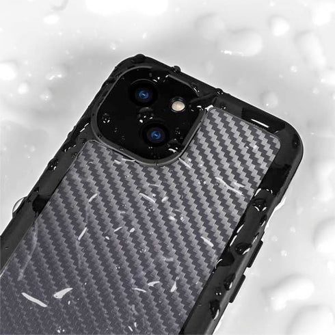 Silver Carbon Fiber Specialty Texture Material iPhone 15 Plus Waterproof Case